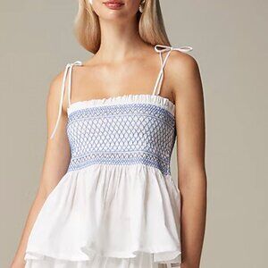 J. Crew White and Blue Paloma Top